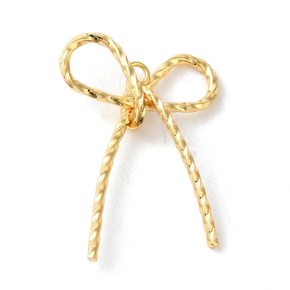 Twist bow genuine 18K gold plated charms x 4 pieces