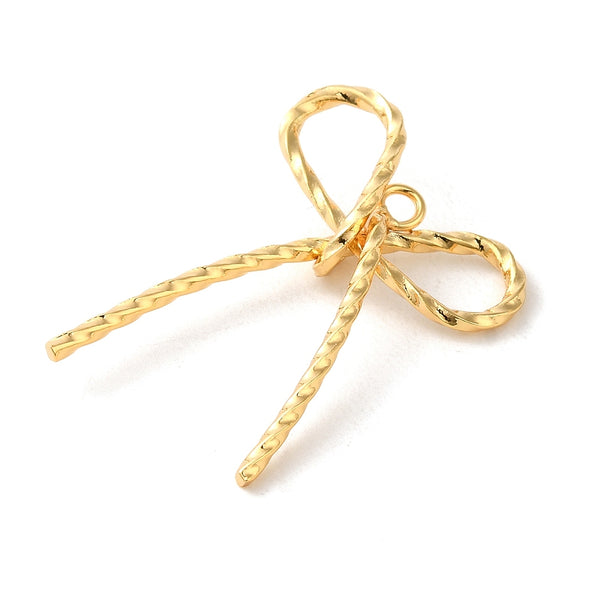 Twist bow genuine 18K gold plated charms x 4 pieces