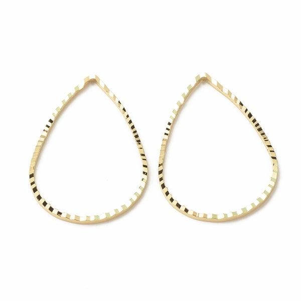 2.5cm Etched genuine 24K gold plated drop charms x 8 pieces