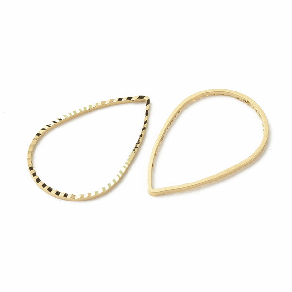 2.5cm Etched genuine 24K gold plated drop charms x 8 pieces