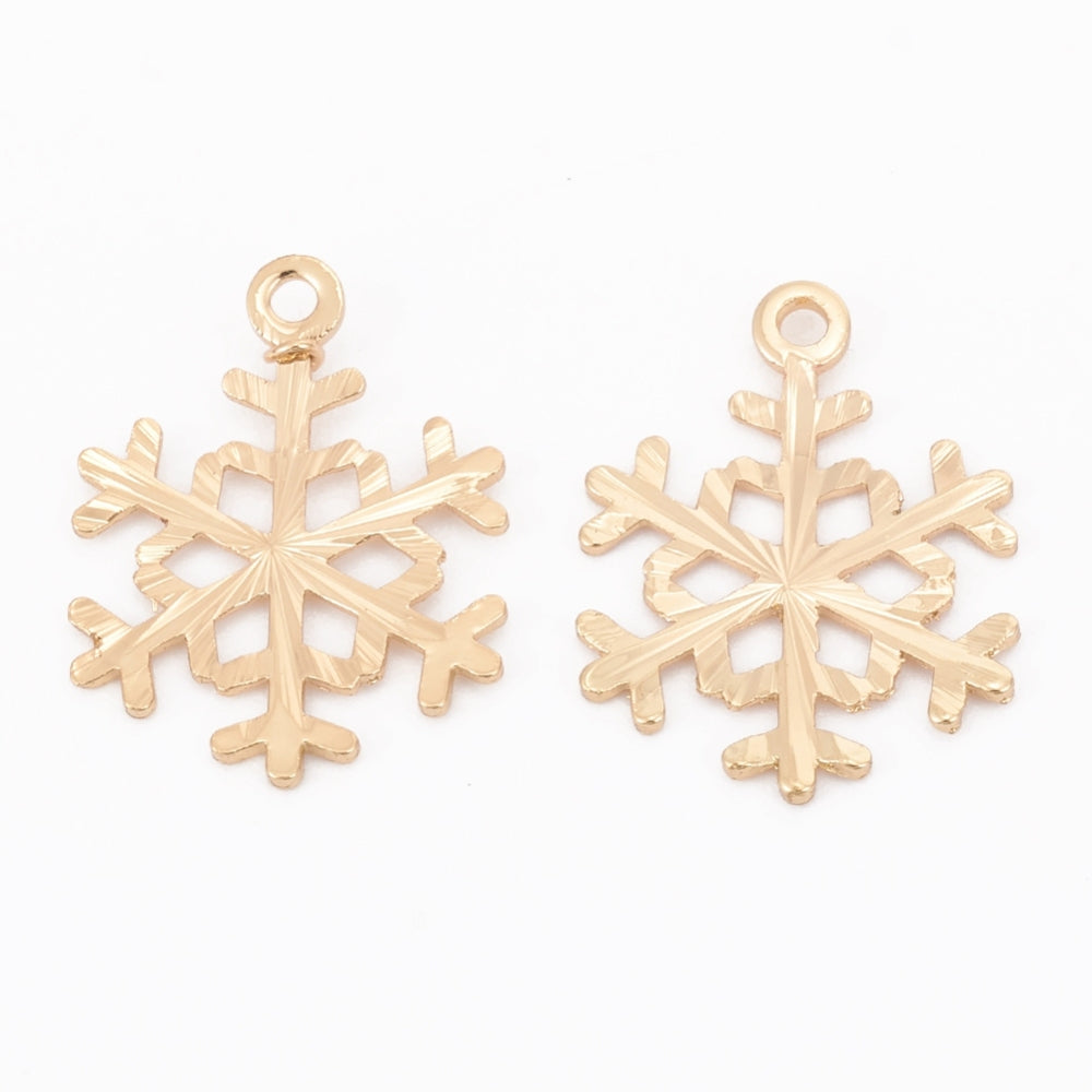 Gold plated snowflake charms x 6 pieces