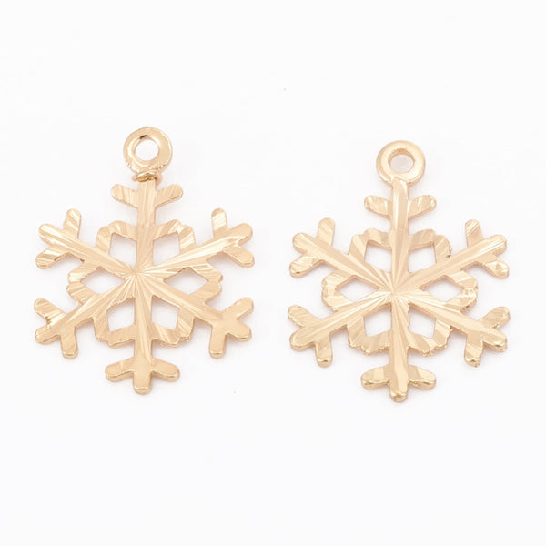 Gold plated snowflake charms x 6 pieces