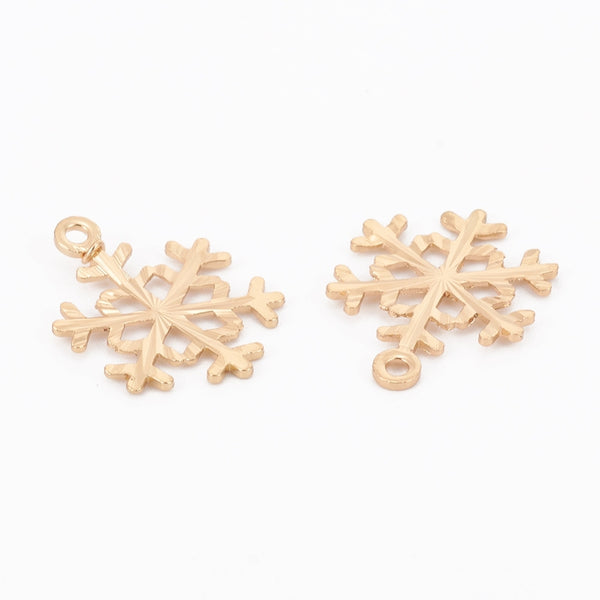 Gold plated snowflake charms x 6 pieces