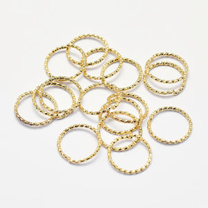 Genuine gold plated decorative etched jump rings 1.2cm x 50 pieces