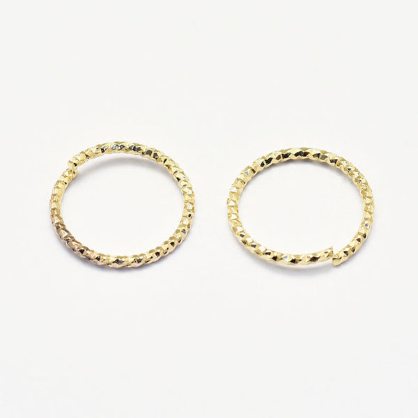 Genuine gold plated decorative etched jump rings 1.2cm x 50 pieces