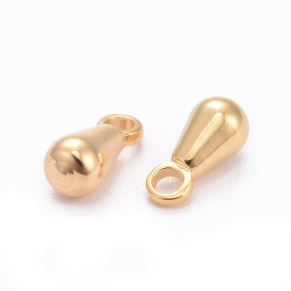 Gold plated genuine 18K gold tiny solid drop charms x 8 pieces