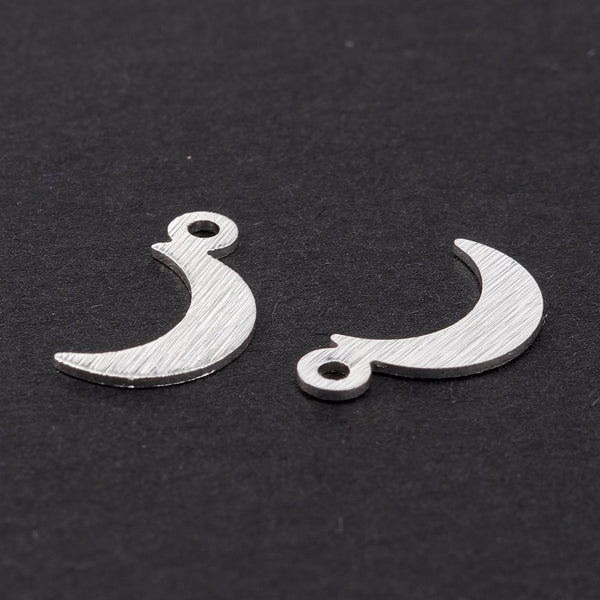 Textured sterling sliver plated moon crescent  x 10 pieces