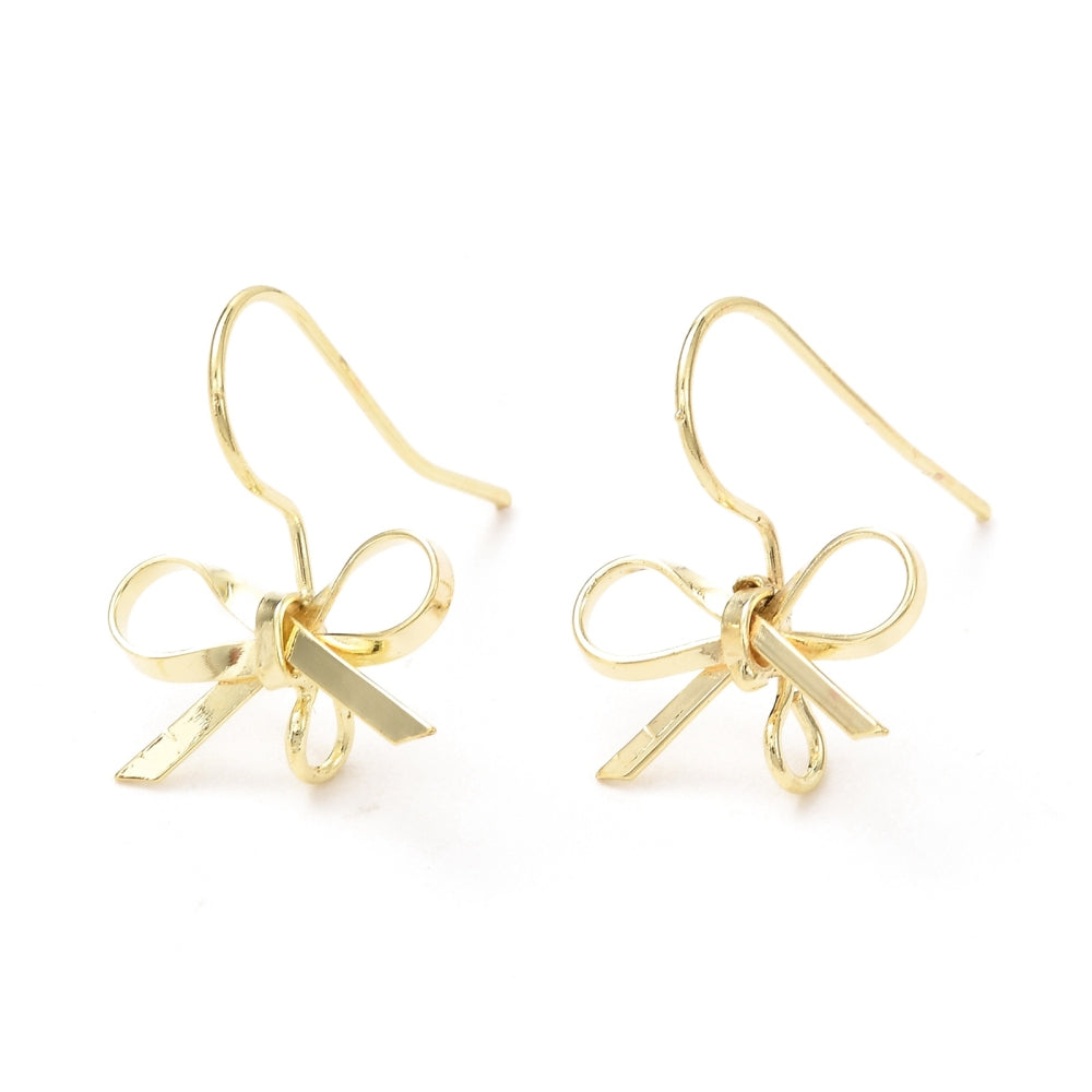 Gold plated detailed Bow hook earring top x 6 pieces