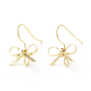 Gold plated detailed Bow hook earring top x 6 pieces