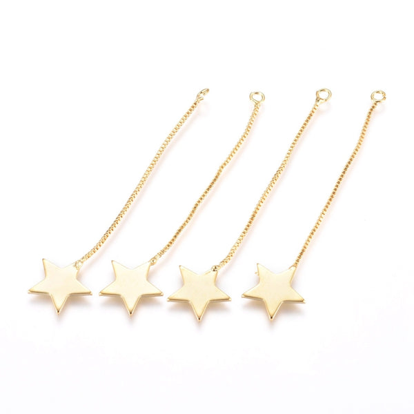 Star on chain genuine 18K gold plated x 4 pieces
