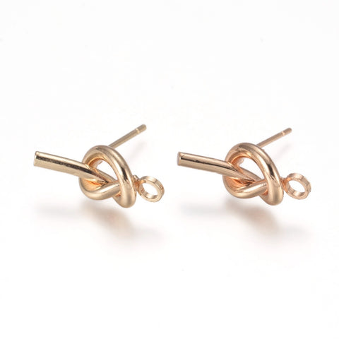 316 surgical stainless steel gold plated knot earring tops x 6 pieces