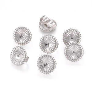 Wide round butterfly earring backs  SILVER X 50