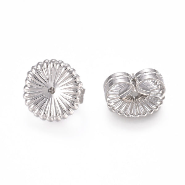 Wide round butterfly earring backs  SILVER X 50