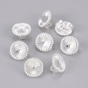 Wide round butterfly earring backs BRIGHT SILVER X 50