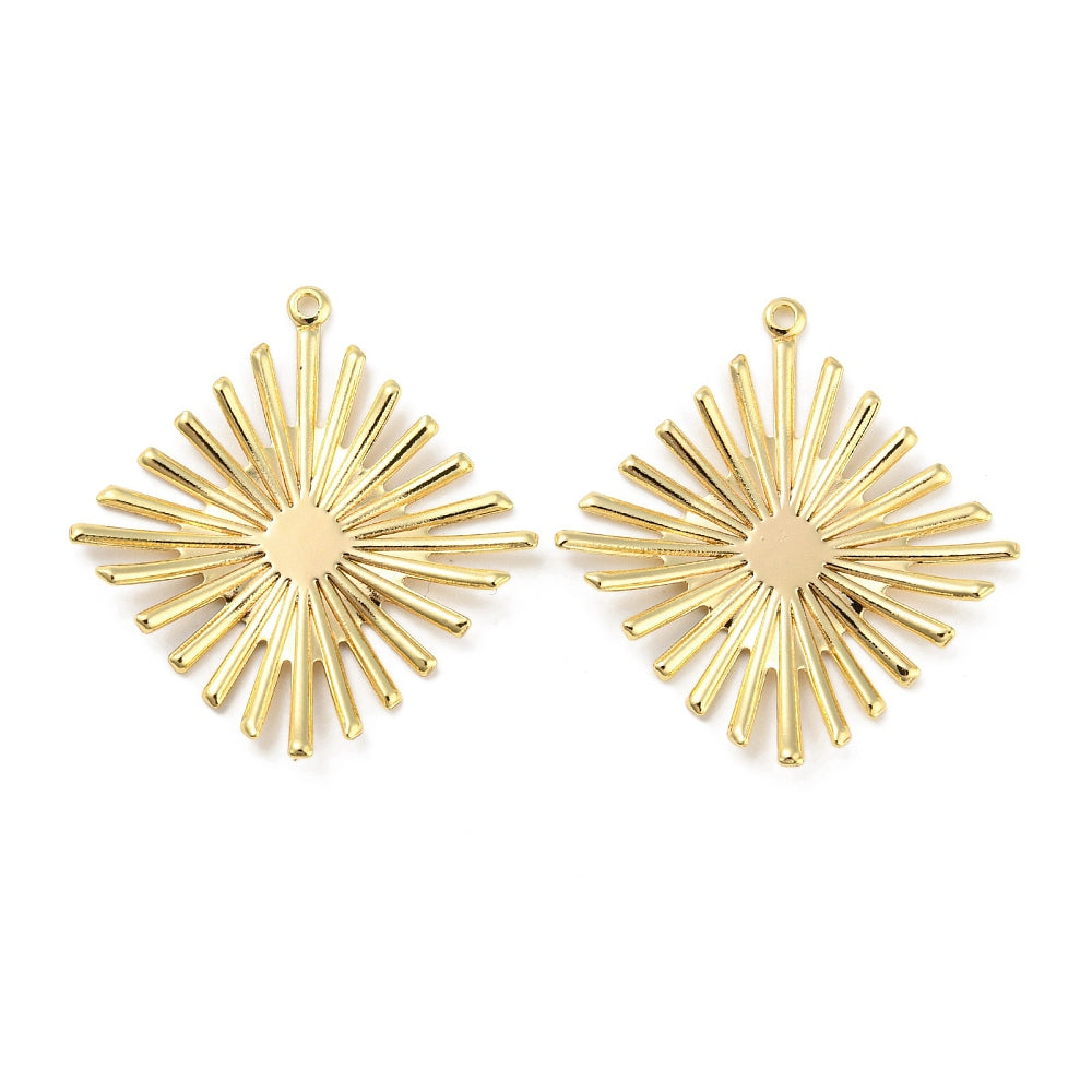 Genuine 18k gold plated rhombus charms x 4 pieces