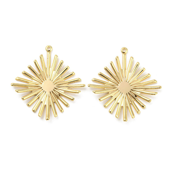 Genuine 18k gold plated rhombus charms x 4 pieces