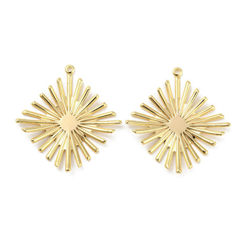 Genuine 18k gold plated rhombus charms x 4 pieces