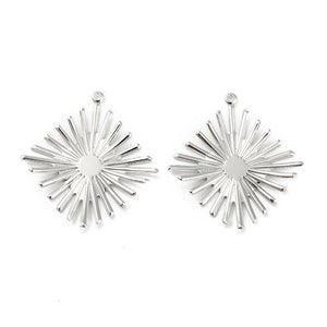 Genuine rhodium plated rhombus charms x 4 pieces
