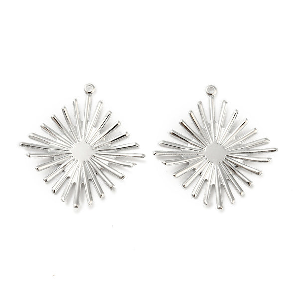 Genuine rhodium plated rhombus charms x 4 pieces