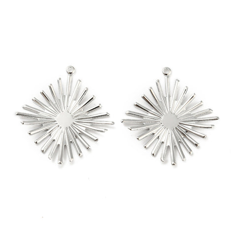 Genuine rhodium plated rhombus charms x 4 pieces