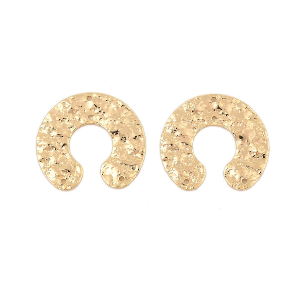 Genuine 24K gold plated open circle charm 4 holes x 4 pieces