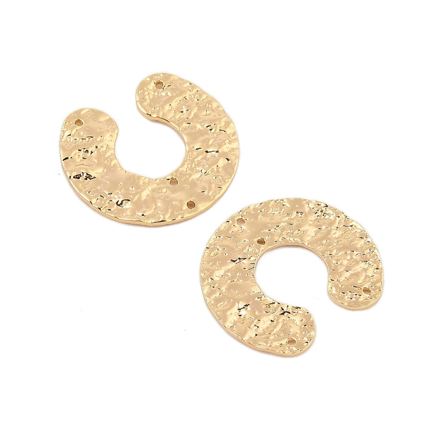 Genuine 24K gold plated open circle charm 4 holes x 4 pieces