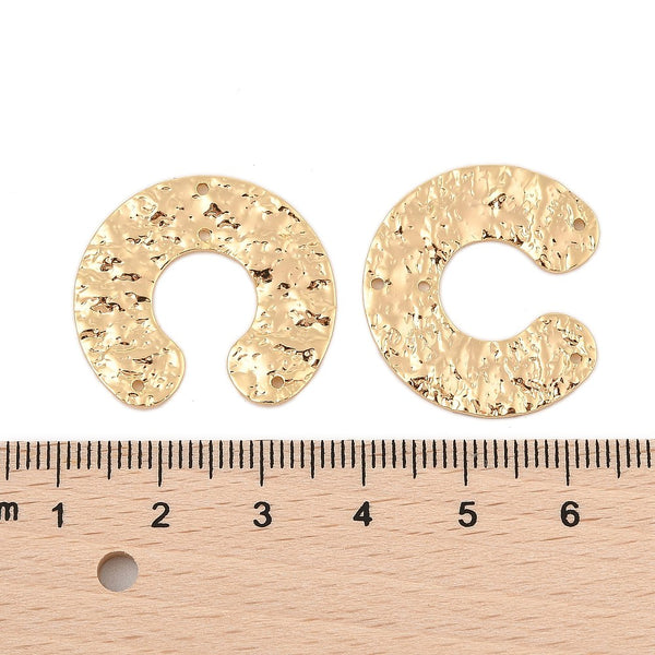 Genuine 24K gold plated open circle charm 4 holes x 4 pieces