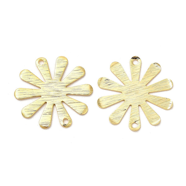 Genuine 18K Gold textured flower double connector charm x 4 pieces
