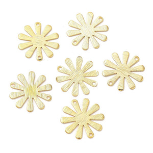 Genuine 18K Gold textured flower double connector charm x 4 pieces