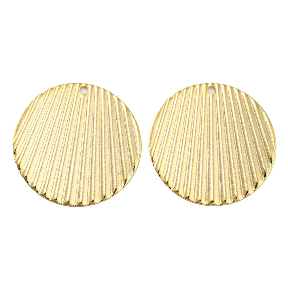 Genuine 24K gold plated round charms x 6 pieces