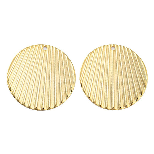 Genuine 24K gold plated round charms x 6 pieces