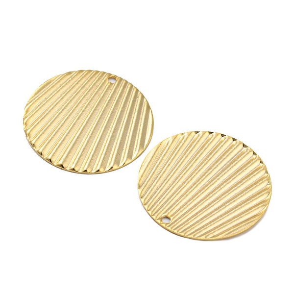 Genuine 24K gold plated round charms x 6 pieces