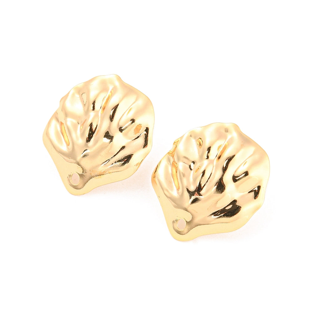 Genuine 18K gold plated shell stud top charms x 4