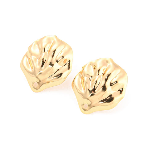 Genuine 18K gold plated shell stud top charms x 4