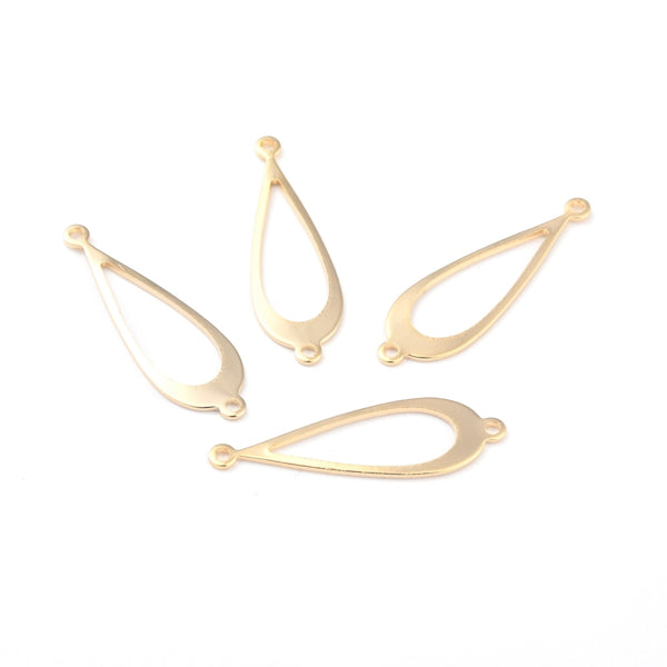 Genuine gold long drop charm connector x 4 pieces