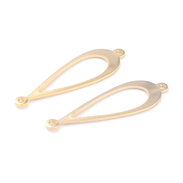 Genuine gold long drop charm connector x 4 pieces