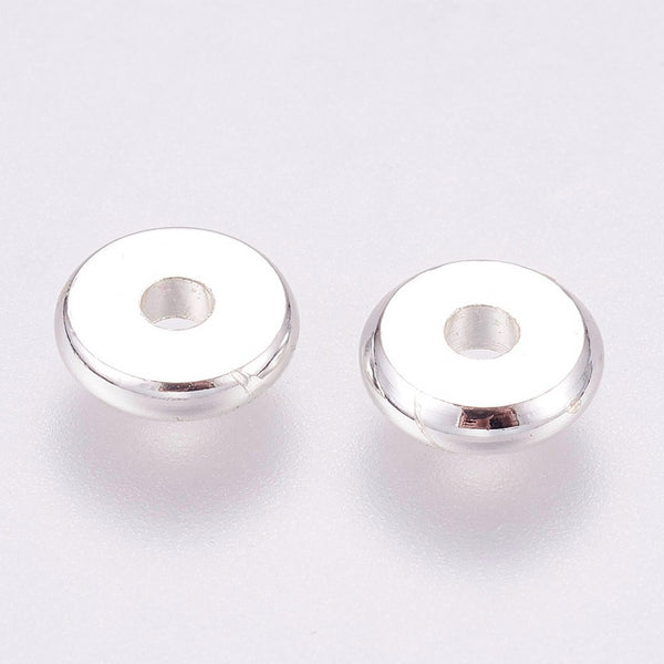 Bright silver plated stainless steel spacer beads - 10 pieces