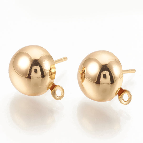 18K Genuine Gold plated round dome stud tops x 8 pieces