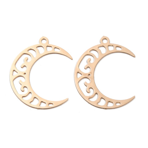 Gold plated filigree moon crescent  x 6 pieces