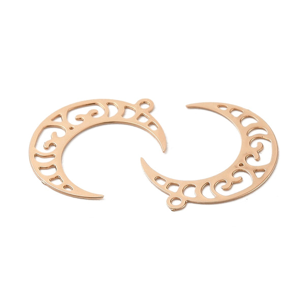 Gold plated filigree moon crescent  x 6 pieces