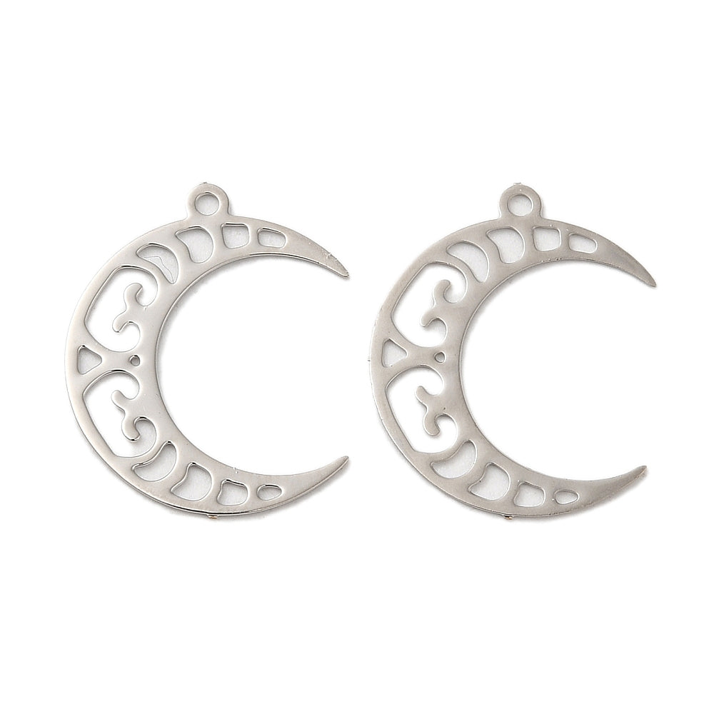 Silver plated filigree moon crescent  x 6 pieces
