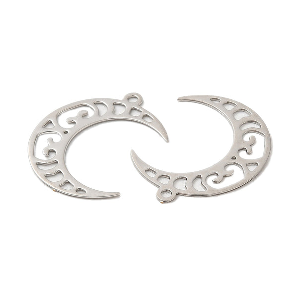 Silver plated filigree moon crescent  x 6 pieces