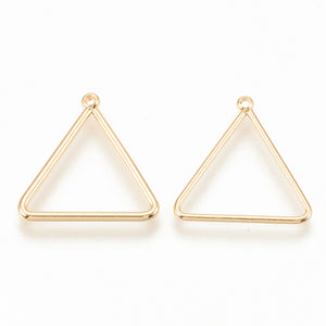 Genuine gold plated triangle charms with top loop x 6 pieces