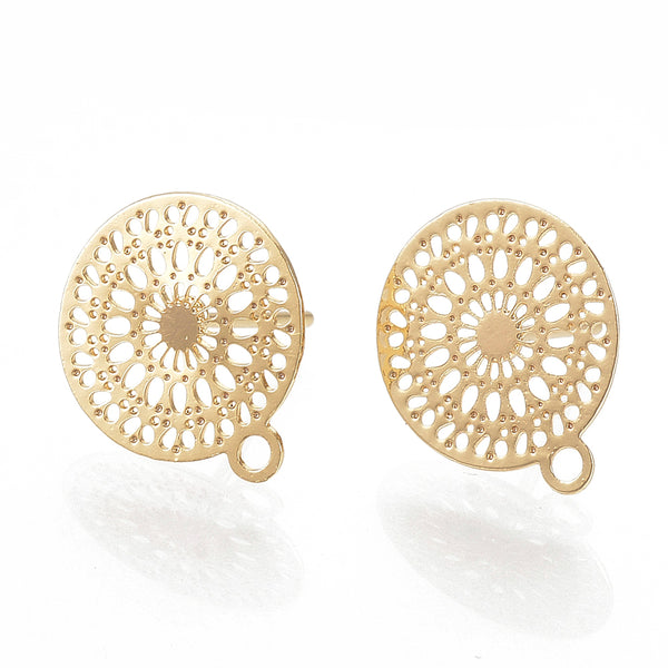 Genuine 18K Gold plated filigree stud tops charms x 8