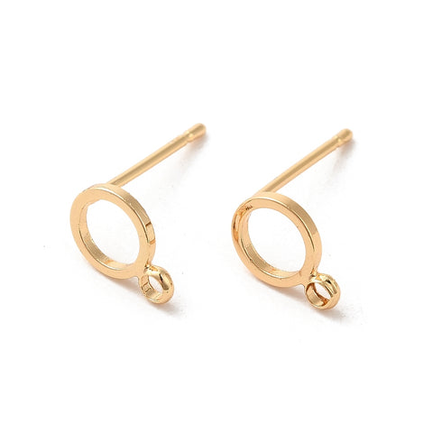 18K small genuine gold plated circle stud tops x 8 pieces