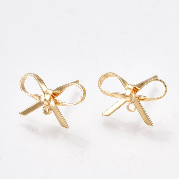 Genuine 18K Gold plated bow stud tops - 6 x pieces