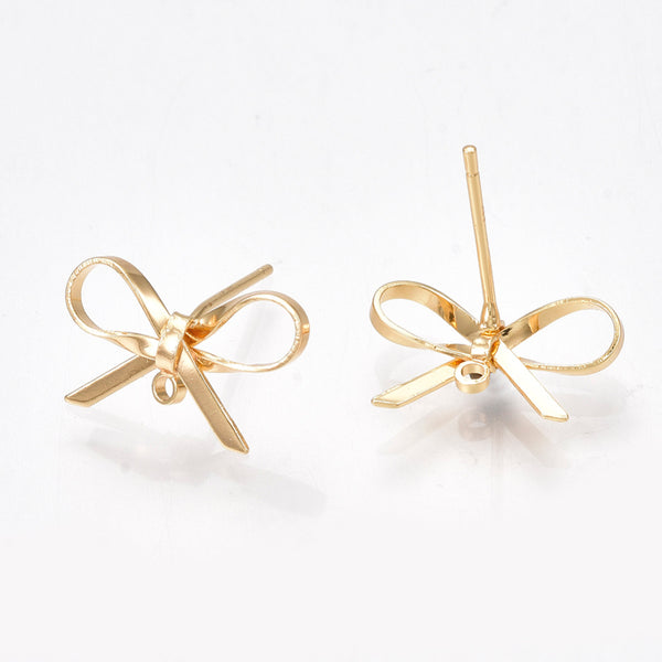 Genuine 18K Gold plated bow stud tops - 6 x pieces