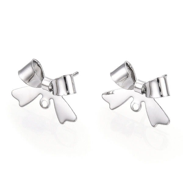 Genuine platinum plated bow stud tops - 4 x pieces