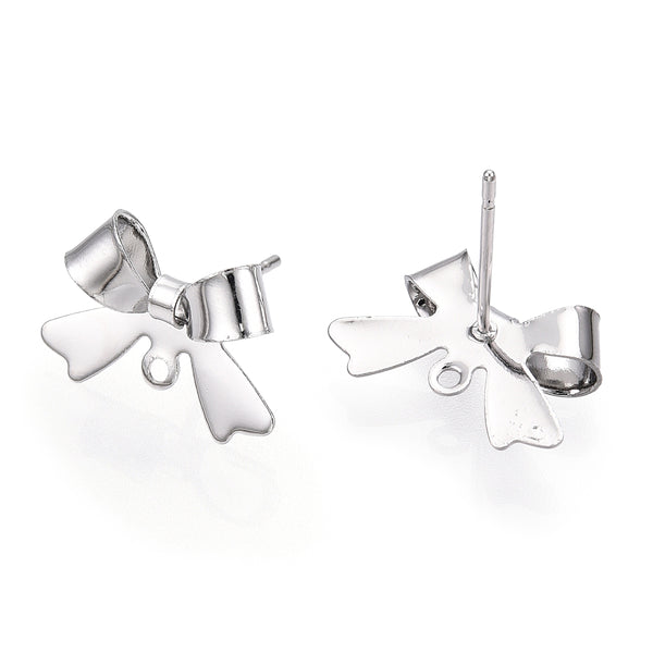 Genuine platinum plated bow stud tops - 4 x pieces