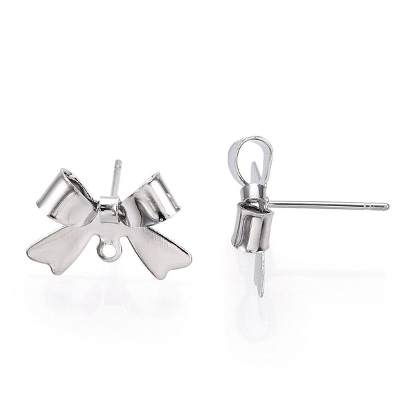 Genuine platinum plated bow stud tops - 4 x pieces